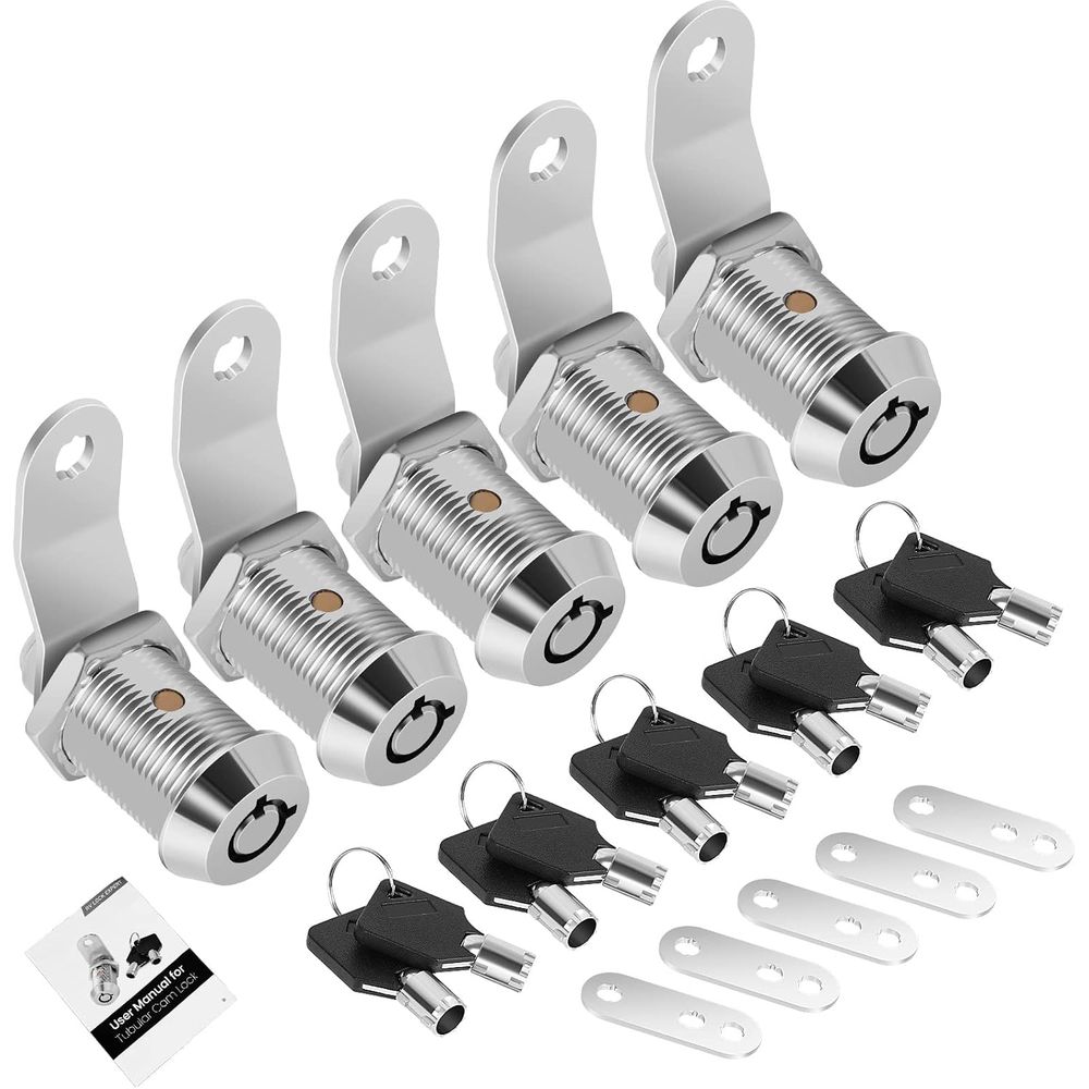 Door Lock - 5個パック キャビネットロック キー付き、7/8インチ RV収納ロック 同じキーで開く、RV収納ドア用ロック、キャンピングカー キャビネットドア