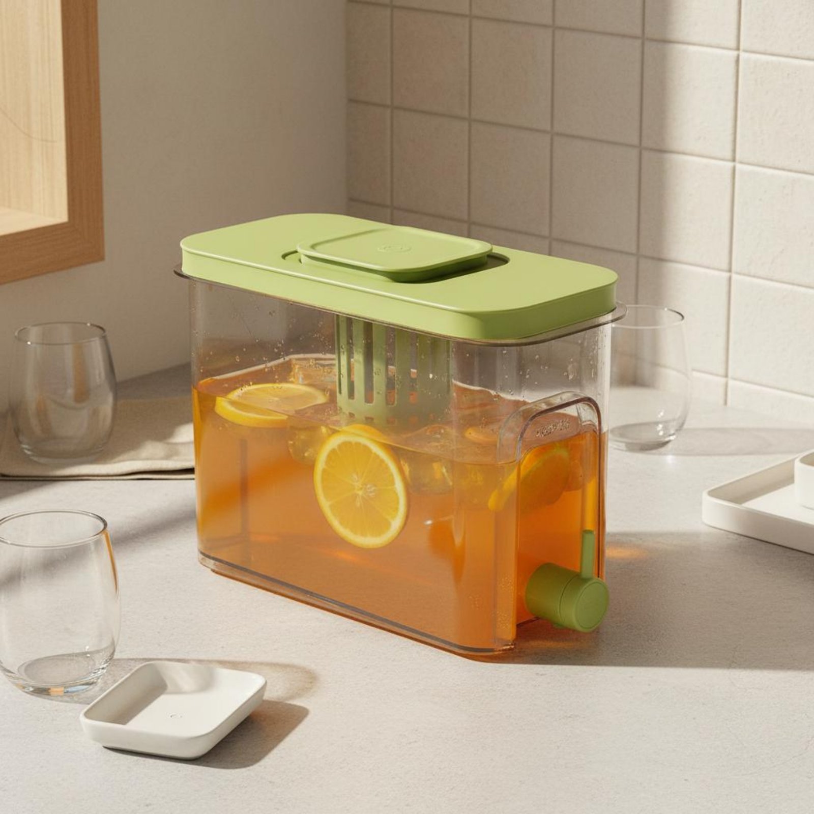 Faucet - 蛇口式ドリンクディスペンサー 簡単注水栓 冷蔵庫用ウォーターディスペンサー 大容量飲料容器 漏れ防止コールドブリューピッチャー