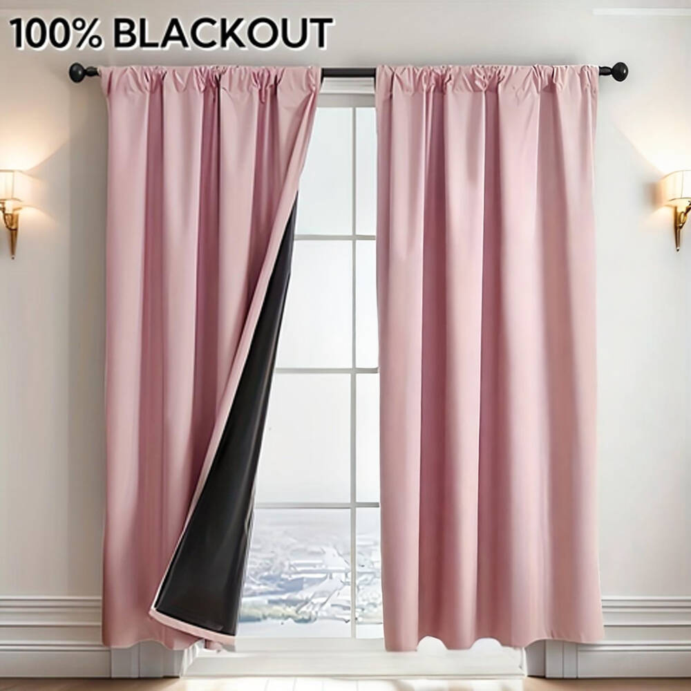 1枚入り 100%遮光カーテン 黒裏地付き 多色 断熱 ロッ - Curtain Rods のレビューと価格