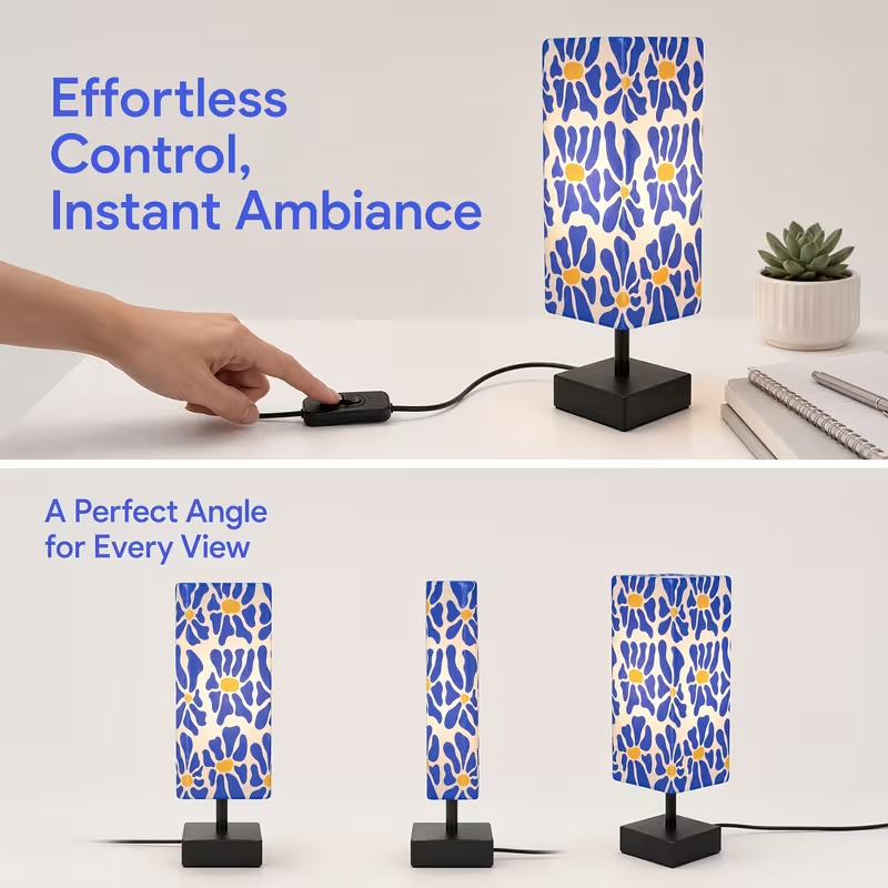 モダンでカラフルな花柄のテーブルランプ。ポップアート風のデザ - Light Switch のレビューと価格