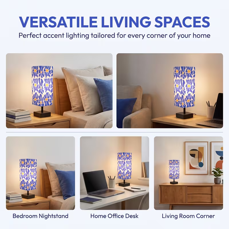 モダンでカラフルな花柄のテーブルランプ。ポップアート風のデザ - Light Switch のレビューと価格