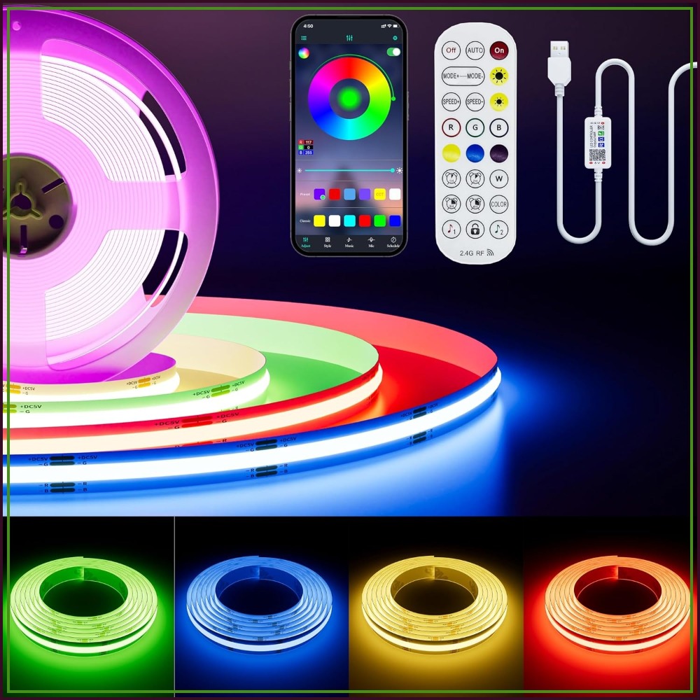 5V USB COB RGB LEDストリップライト 1.5 - Led Strip Lights のレビューと価格